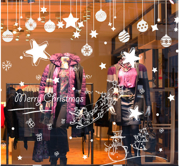 Merry Christmas & sao 5 cánh (nền trắng đục)